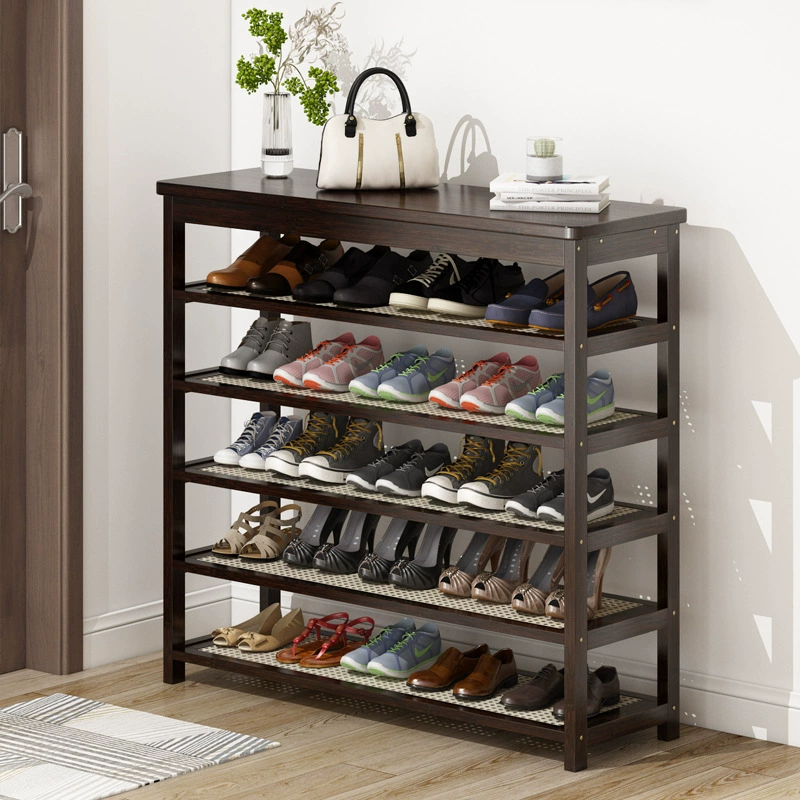 Полка для обуви для входа в дом, простое многослойное хранилище, экономящее пространство, небольшой шкаф для обуви начального уровня из нан-бамбука.