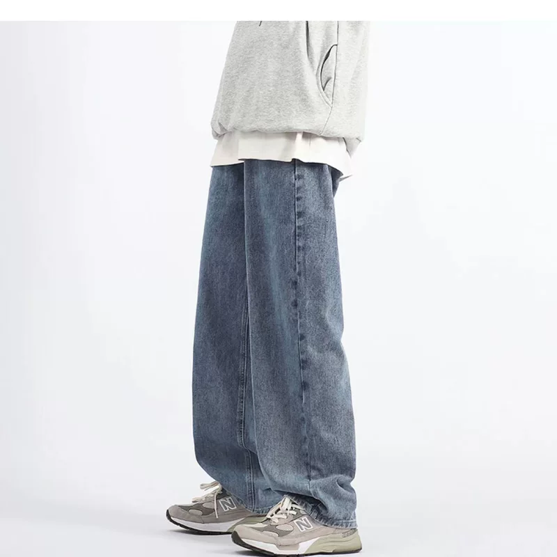 Demi-season autumn jeans, trousers for leisure, loose straight fit