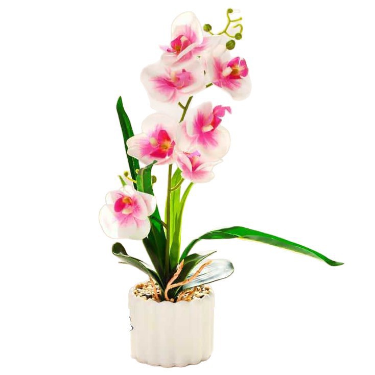 Flores falsas 7 película de flores sensación de orquídea mariposa bonsai flores de alta calidad sala de estar decoración floral decoración de imitación maceta image 6