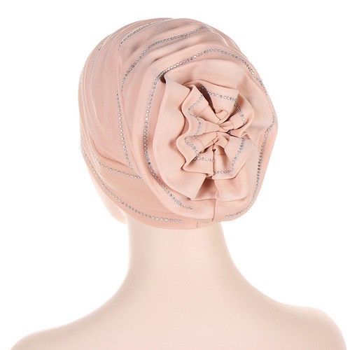 Alibaba.com Cross-border New Multicolor Pleated Beanie Air Layer Multi-layer Tube Hat Embellished with Gems