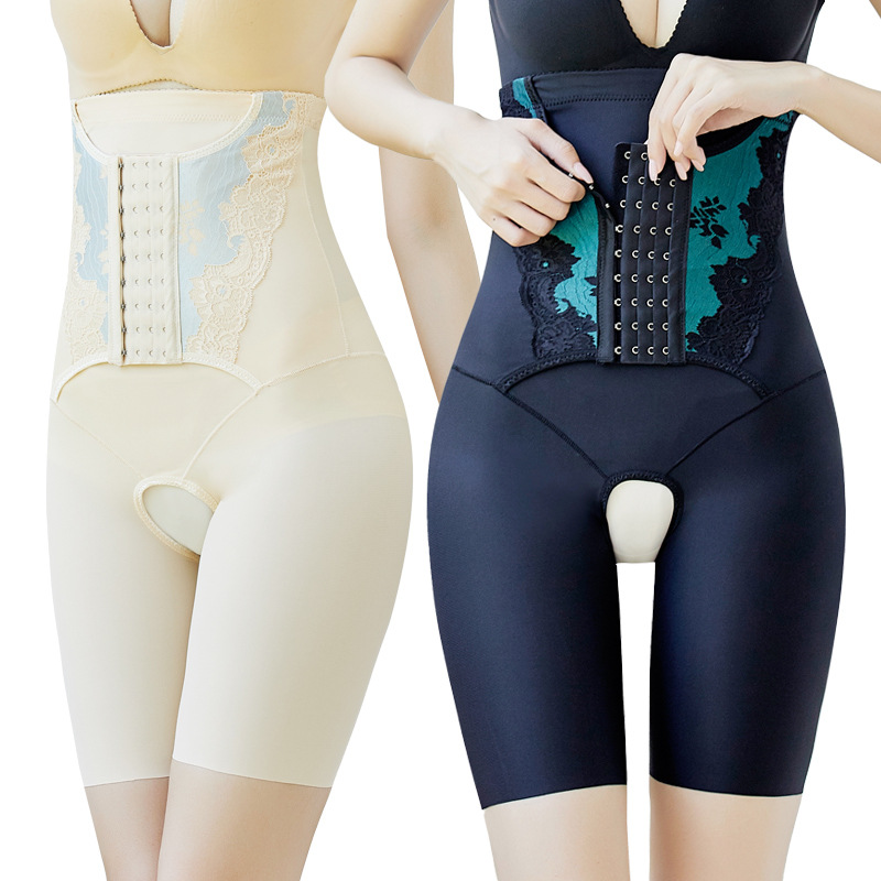 高腰薄款收腹束腰塑身褲產後減肚子美體塑形開檔束身平角褲女