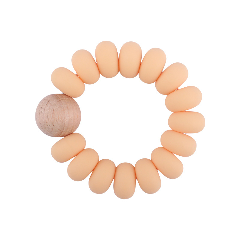 Nuevo bebé suministros granos planos espaciador creativo bebé silicona mordedura haya molar pulsera mordedor juguete