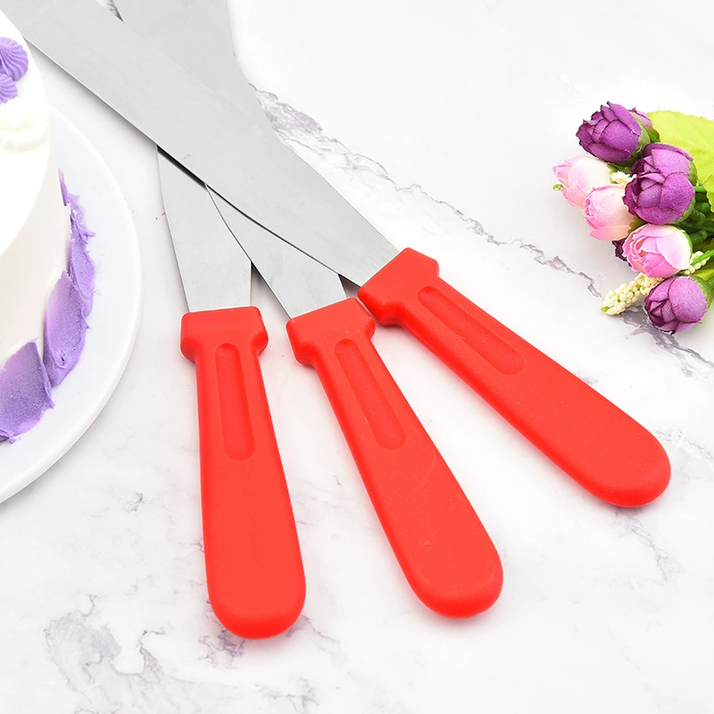 Пластиковый ручка стальной нож для крема spatula для выпечки дома прямой влюбленный нож закругленный влюбленный нож