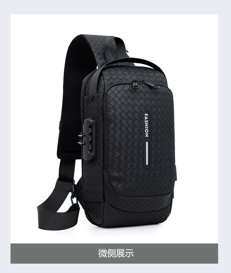 Cross-border men's chest bag, anti-theft password lock, single-shoulder bag, casual and simple crossbody bag, water-resistant outdoor storage chest bag undefined