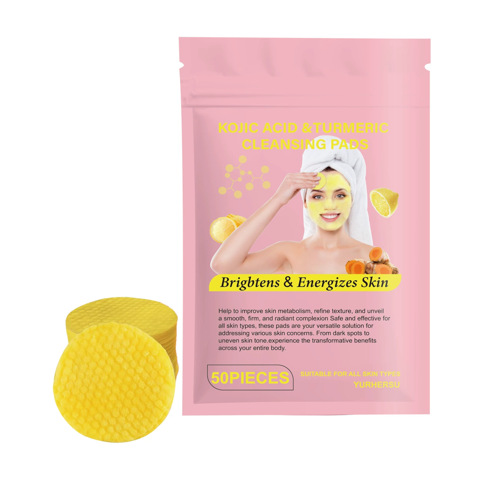 YURHERSU Куркума очищает отшелушивающие хлопковые хлопковые хлопчатобумажные щетки нежно очищает и увлажняет кожу лица через границы