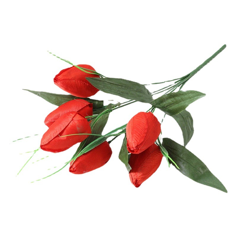 Tulipán flor artificial 6 señaló boca tulipán ramo de flores falsas boda decoración del hogar fotografía Flor al por mayor