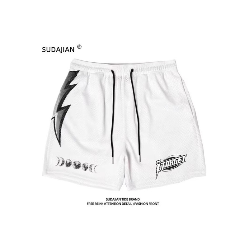 ASRV American Training Shorts Men's Three-point Night Vision Reflective Running Quick-drying Fake Two-piece Sports Fitness Basketball Pants Summer