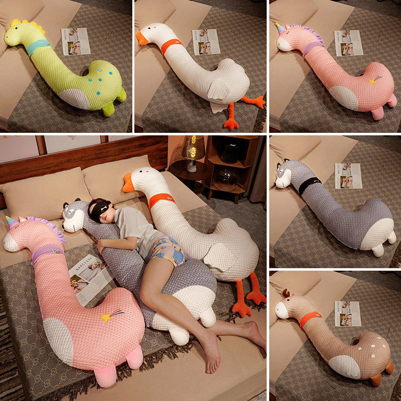 Ganso blanco grande pato de juguete felpa calmante muñeca cama almohada seda del hielo chica dormir pierna clip muñeca trapo