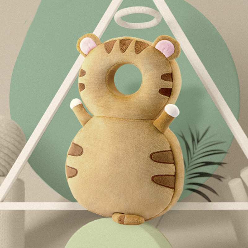 Tortuga para bebés primavera y otoño reposacabezas de pelusa transpirable, almohadilla de protección para bebés anti-caídas, gorra para bebés