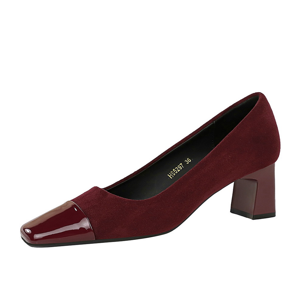 Fashionable Mid-heel Pumps With Suede Patchwork For Women_voghion.com