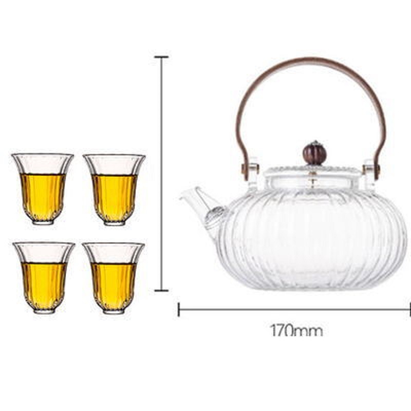 Borosilicato rayado vidrio té olla haz tetera con filtro calabaza olla hogar borosilicato Kung Fu juego de té