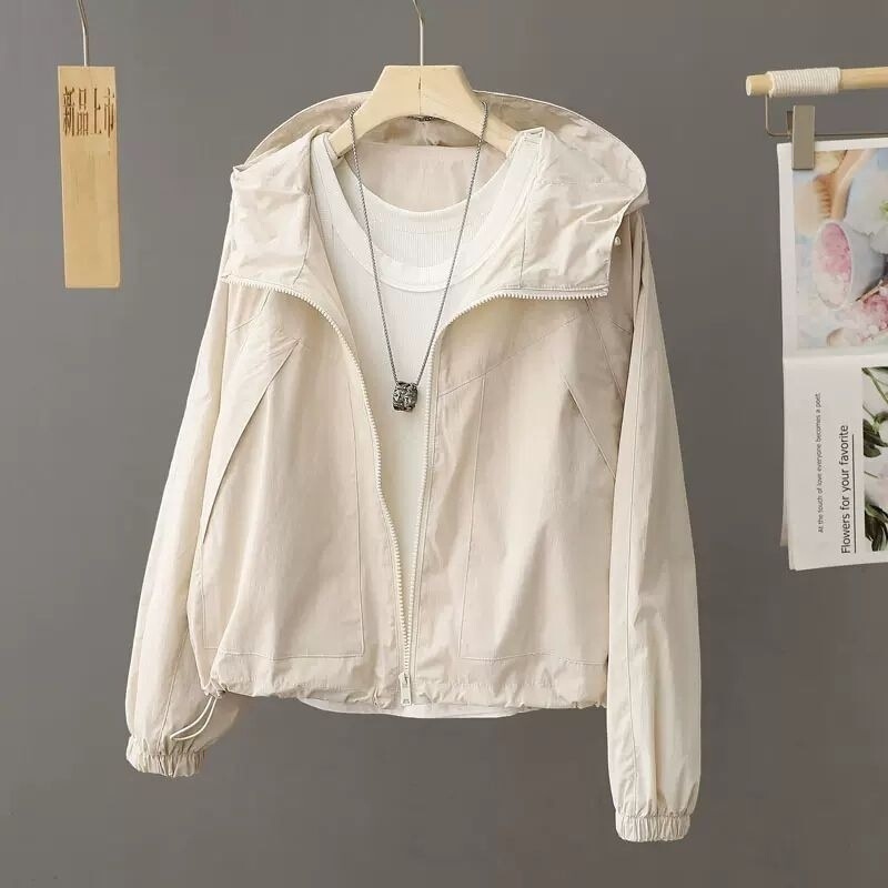 Shanli Dadi Light Color Sunscreen Coat Women's Spring Summer Autumn New European Style Casual Short Coat Jacket