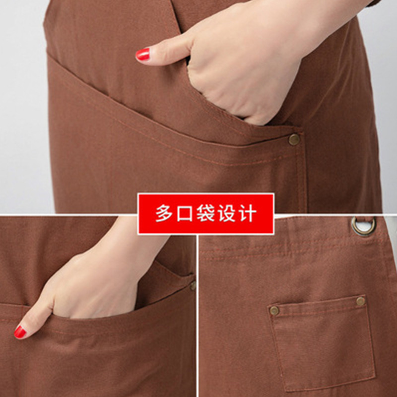 El Comercio exterior delantal de la lona moderna Correa simple Cafetería Restaurante floral leche té tienda guardapolvos delantal al por mayor