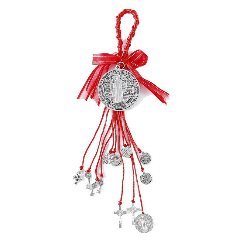 San Benito medalla Navidad Accesorios colgante coche Adornos y puerta decoración del hogar Cruz Adornos