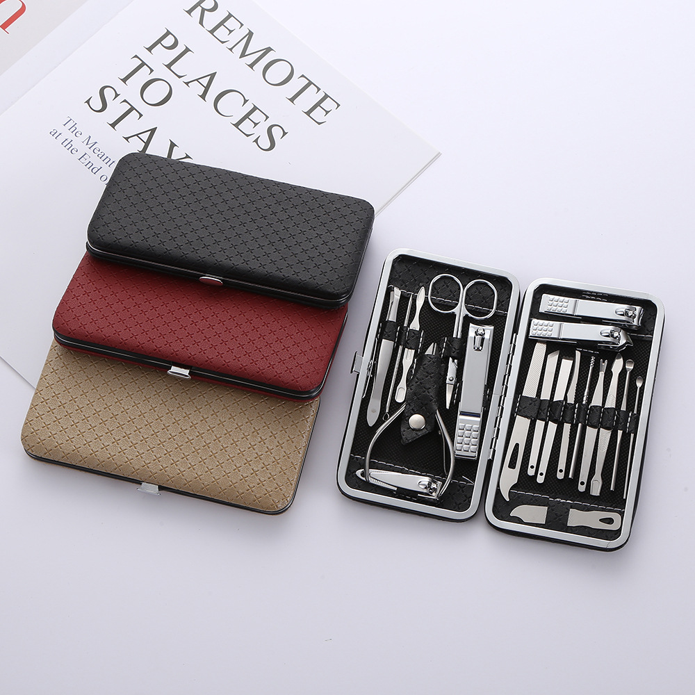 Manicure Tools Trimming Carbon Steel 16-Piece Nail Clipper Set New Internet Celebrity Cross Pattern Manicure Portable Nail Clipper Wholesale