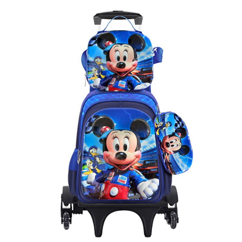 Export Trolley Mochila mochila con luz en la parte posterior para estudiantes de primaria de grado 1-6 nueva mochila de nailon de gran capacidad para subir escaleras