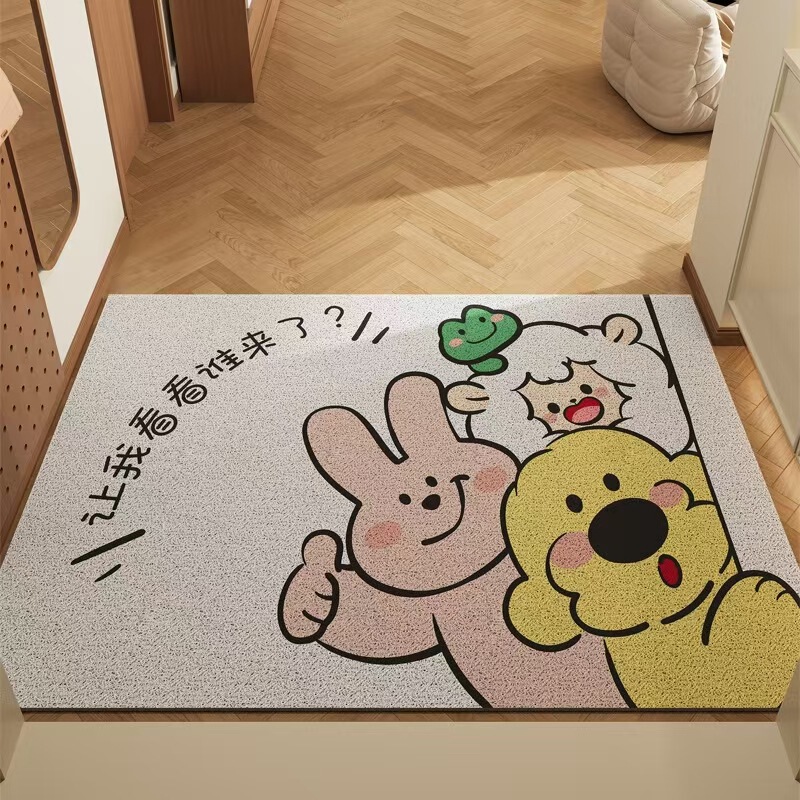 漫画のワイヤーリングフロアマット、玄関ドアマット、汚れにくくお手入れが簡単、滑り止めマット、玄関靴交換エリア、土足マット、カット可能|undefined