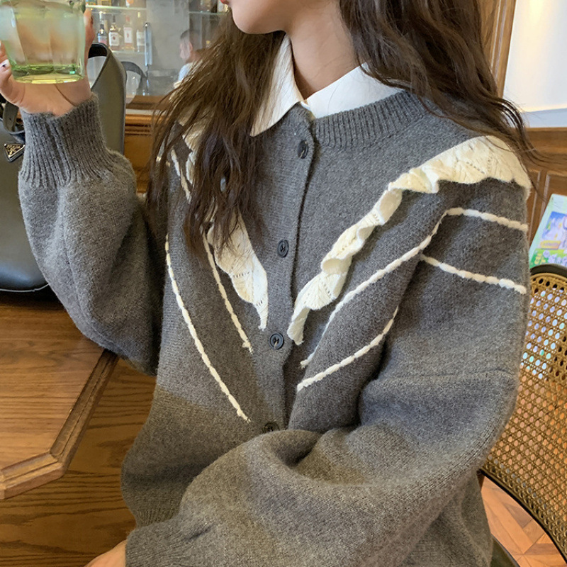 甜美风毛衣宽松慵懒外套秋冬季新款厚实氛围感气质开衫女外穿|undefined