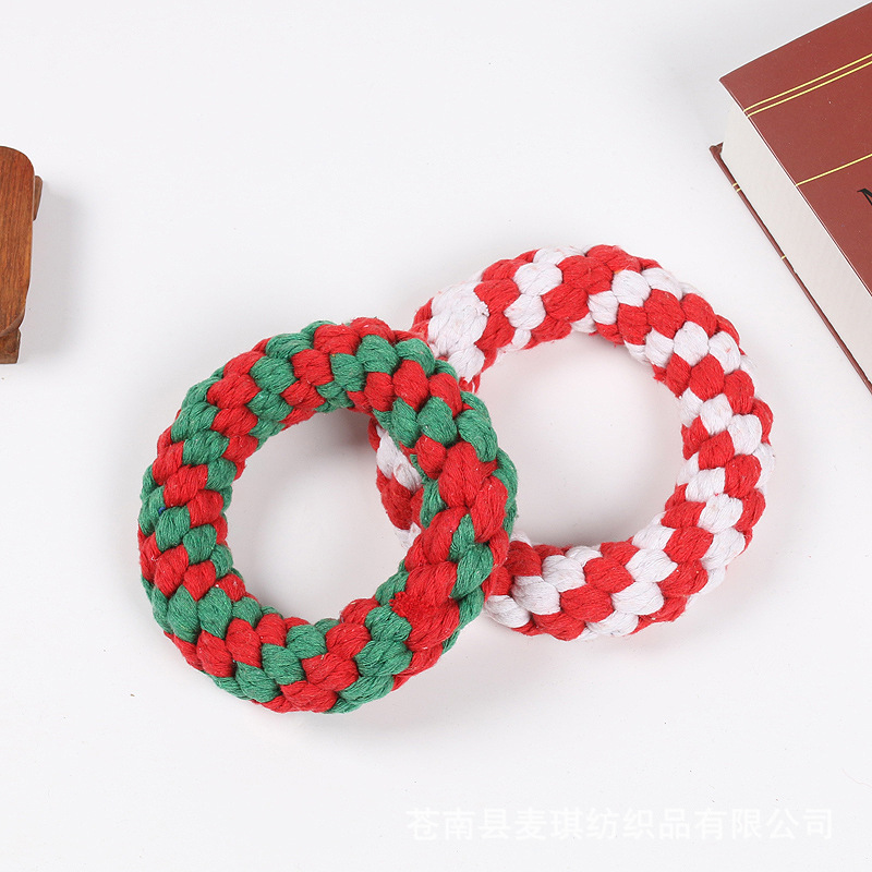 Mascota juguete de Navidad perro juguete molar nudo resistente a mordeduras cachorro Teddy Navidad perro juguete fábrica personalizada