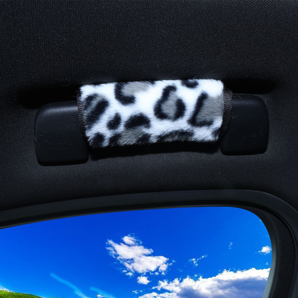 Car roof handle protective cover, plush leopard print, universal for all seasons, door handle cover