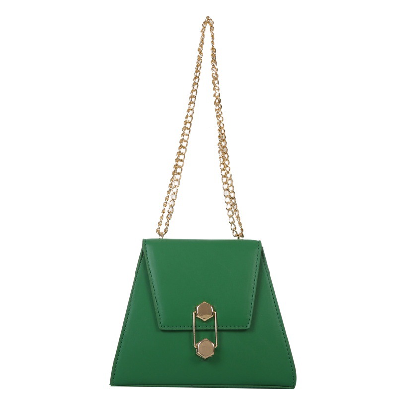 Trapezoidal pequeña bolsa cuadrada de verano de las mujeres de color sólido nicho diseño bolsa de mensajero 2023 nueva cadena de bloqueo de moda bolso de las mujeres