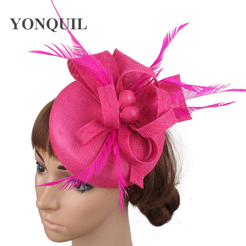 British retro linen gauze hat personal photo studio shooting feather hair accessories bride hat headdress celebrity hat accessories