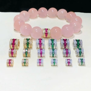14K Gold-Filled High Color Retention Jewelry Crystal DIY Accessories Colorfulful Zircon Large Hole Spacer Beads Bracelet Necklace Accessories
