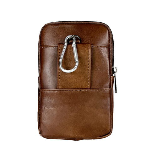 Cross-border new men's mobile phone waist bag, men's belt mobile phone bag, casual cowhide shoulder crossbody bag