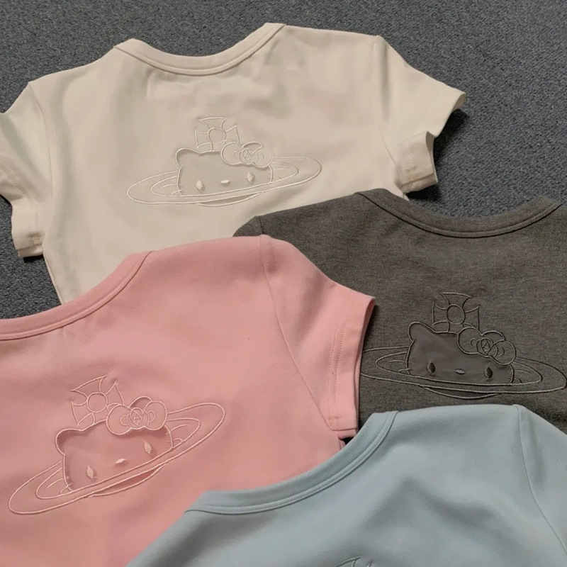Cotton American Style KT Cat Spice Girls Original New Summer Design Short-sleeved T-shirt Slim-fit Slimming Short All-match Top Cotton American Style KT Cat Spice Girls Original New Summer Design Short-sleeved T-shirt Slim-fit Slimming Short All-match Top