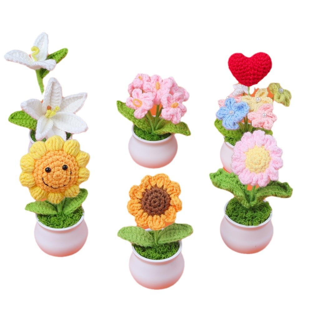 Girasoles de lana transfronterizos en maceta orquídeas no me olviden tulipanas flores simuladas regalo de maestros de temporada