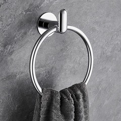 衛生間掛毛巾圓環鋅合金鍍鉻毛巾架免打孔浴室壁掛擦手毛巾環輕奢
