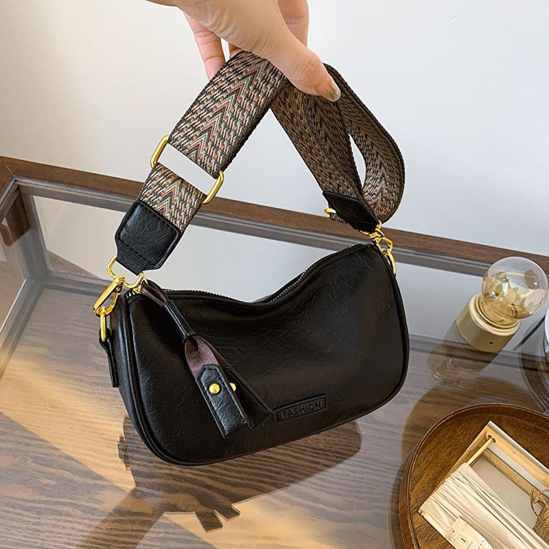 Bolsa transversal feminina pequena e versátil, com alça larga, no estilo retrô de Boston, para o ano que vem._voghion.com