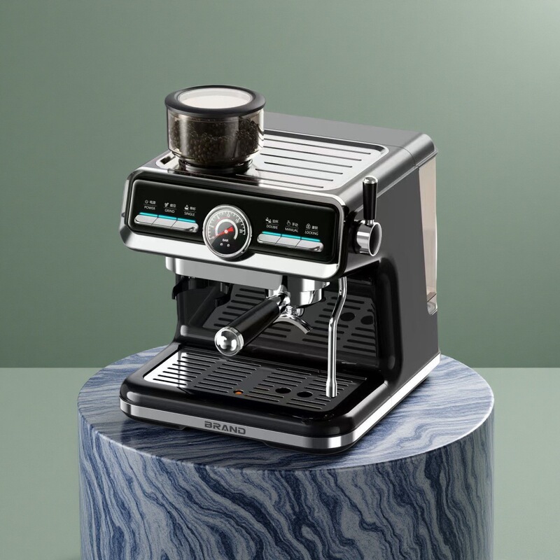 Semi-Automatic Coffee Machine with Integrated Grinder for Home Use, Pump-Pressed Italian-Style Steam Extraction, Multifunctional Bean Grinder Semi-Automatic Coffee Machine with Integrated Grinder for Home Use, Pump-Pressed Italian-Style Steam Extraction, Multifunctional Bean Grinder