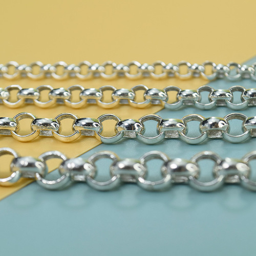 S925 Pure Silver Semi-finished Woven Chain Wholesale by Gram 5 6 7 8mm Hollow Pearl Chain Simple and Unique