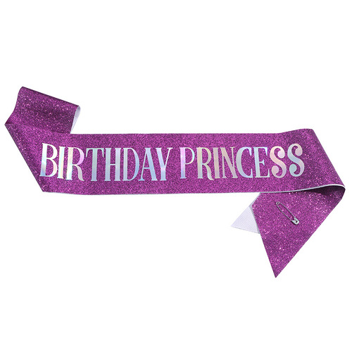 New birthday party glitter shoulder strap etiquette belt birthday princess princess belt ribbon wholesale