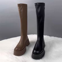 小个子长筒靴女辣妹冬季新款网红厚底黑色不过膝显瘦增高骑士靴女