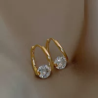 Серьги из меди с цирконием, французский стиль маленькие обручи, золото или серебро, легкие, 6×8×1 см