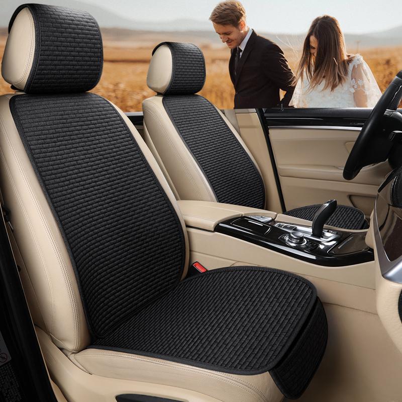 자동차 쿠션 포시즌 유니버설 리넨 쿠션 포시즌 쿠션 스몰 맨 허리 미끄럼 통기성 사계절 하프 백 시트 커버 싱글 시트