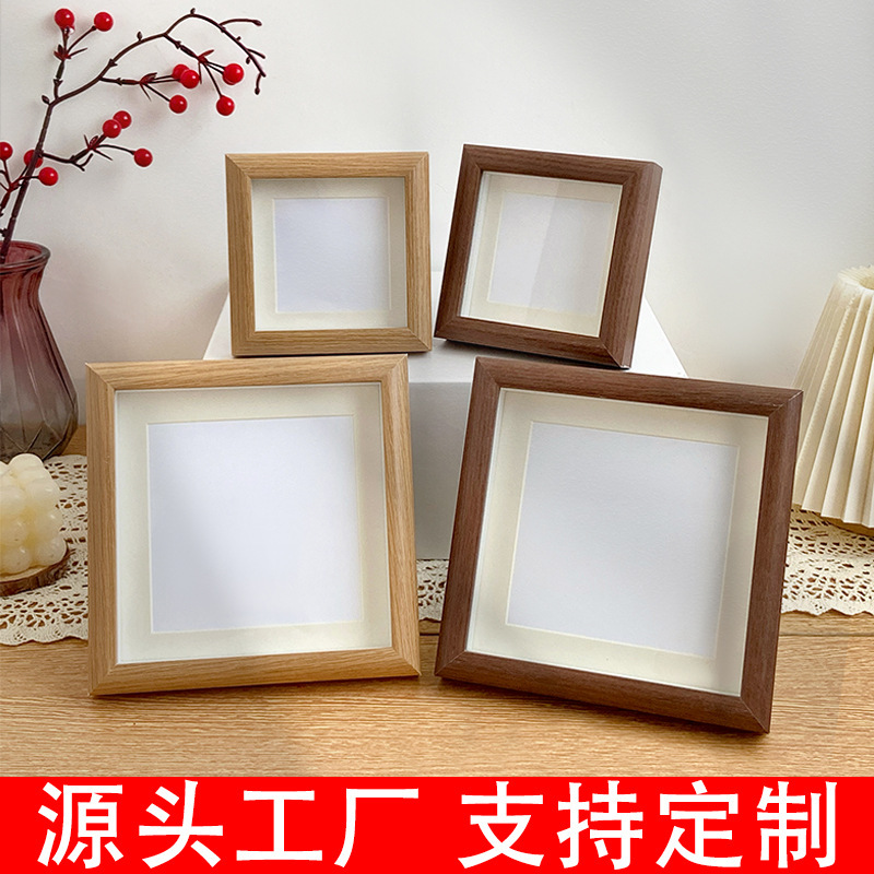Factory wholesale hollow photo frame table square specimen mini 4 inch wooden glass stereo diy gift frame Factory wholesale hollow photo frame table square specimen mini 4 inch wooden glass stereo diy gift frame