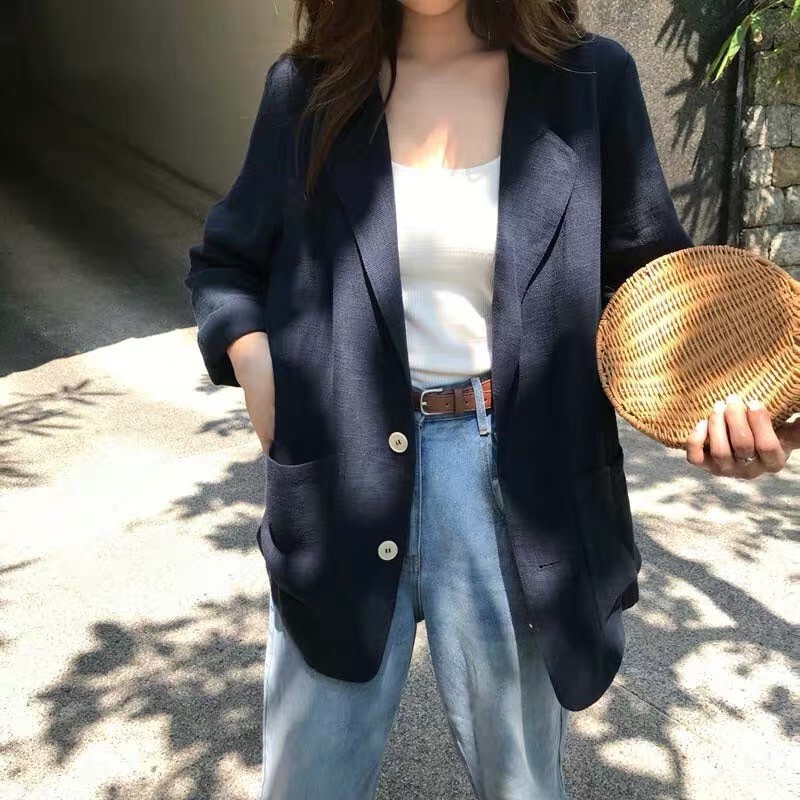 2026 Summer New Style Plus-Size Thin Cotton-Linen Jacket, Large Size Trendy Loose Blazer 100kg 【2219】 2026 Summer New Style Plus-Size Thin Cotton-Linen Jacket, Large Size Trendy Loose Blazer 100kg 【2219】