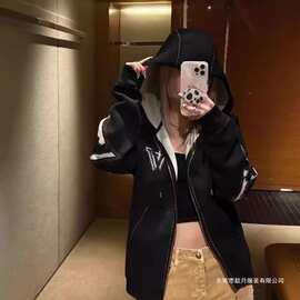 高版本家新款双色卡毛织提花连帽针织羊毛男女开衫拉链毛衣