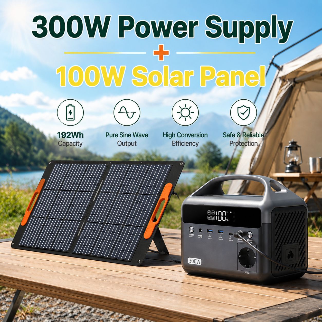 Generador Solar LiFePO4 220v 110v Batería Reemplazable 300w
