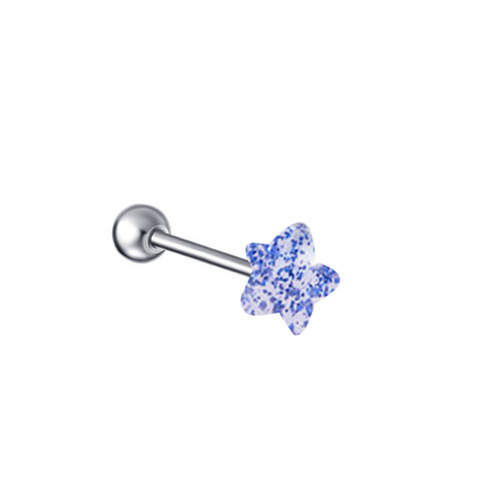 European and American cross-border personality five-pointed star tongue nail breast nail simple glitter tongue ring tongue ring piercing jewelry wholesale manufacturer