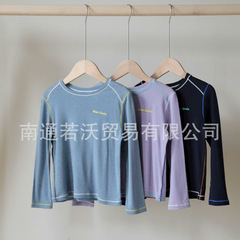 【现货】25秋上新 【兰精天丝羊毛】儿童秋季三色百搭撞色长袖T恤