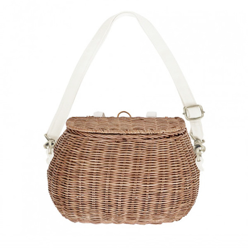 Cesta de ratán pequeña estilo INS, cesta de bicicleta para niños, bolso bandolera de un solo hombro, cesta de juguetes tejida, cesta de almacenamiento