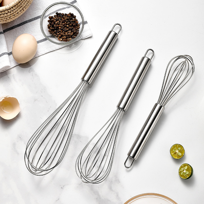 Manual 6-Wire Stainless Steel Egg Beater 8inch 10inch 12inch Household Manual Egg Mixer Cream Whipper