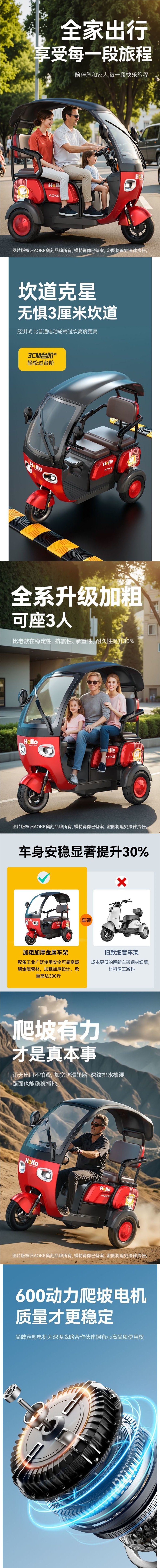 Electric Tricycle with Canopy for Elderly/Adults
