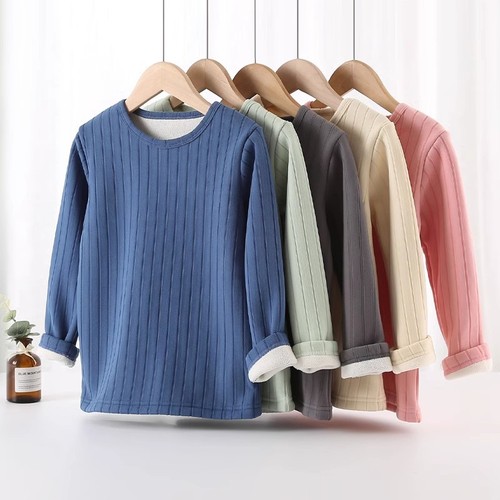 Children's winter warm and thick base shirt, girls' autumn and winter two-in-one fuzzy warm top, close-fitting innerwear for winter clothing