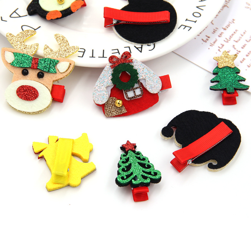Cross Border Hot Selling Christmas Antlers Snowman Christmas Tree Hairpin Fairy Hairpin Cute Christmas Ornament CP0469