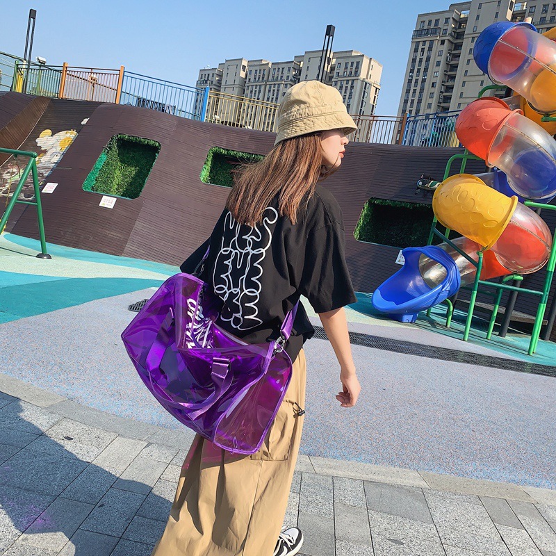 Αποσκευές παραλίας PVC διαφανές αθλητικό γυμναστήριο, μοντέρνα και δροσερή τσάντα ταξιδιού μικρών αποστάσεων, τσάντα μεγάλης χωρητικότητας_voghion.com